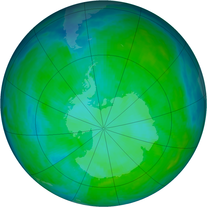 Antarctic ozone map for 03 January 1993